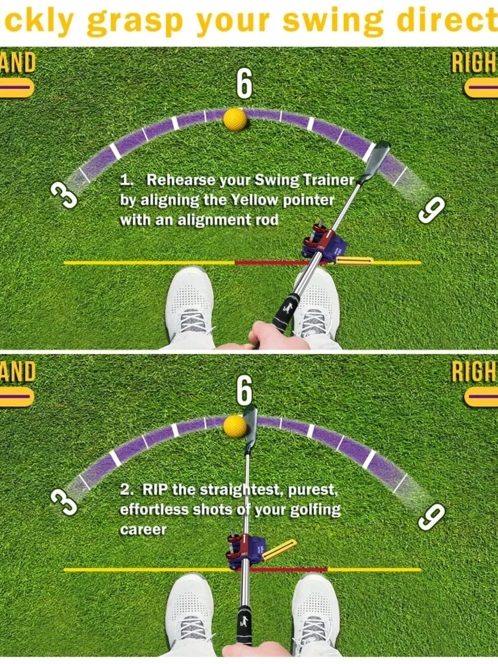 CRATIK Golf Swing Trainer - Swing Training Aid Direction Guides - Improve Swing